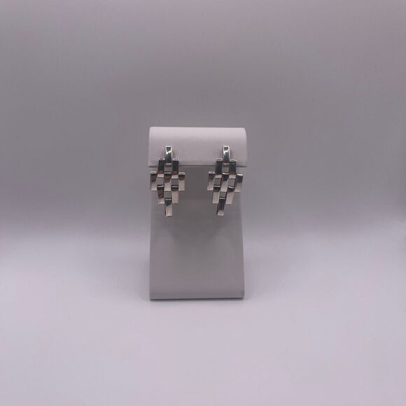 Teocalli Made in Mexico Sterling Silver Watch Link Splicing Statement Earrings - Picture 2 of 11